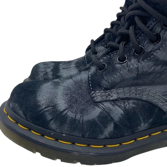 Dr. Martens Womens Shoes Pascal Boots Sz 5 Black Tie Dye Combat Casual Trendy - Picture 4 of 15